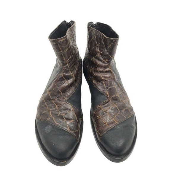 Cydwoq Ankle Boots Women's Size 11 Component Black Brown Leather Back Zip Flats - Picture 4 of 15